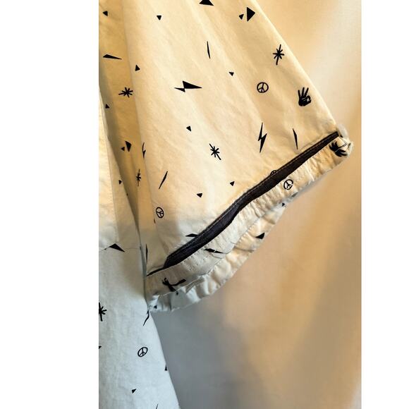 Aeropostale Mens Sz 3XL Button Down Short Sleeve Palm Tree Lightning Bolt Peace - Picture 3 of 8